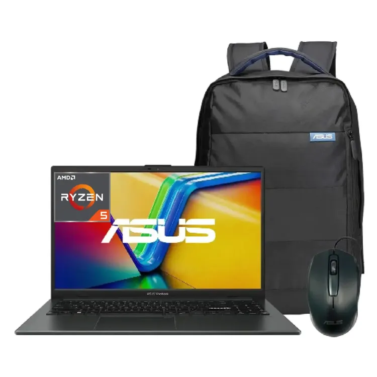 Portátil Asus Vivobook Go 15 Ryzen 5 – 8GB RAM, 512GB SSD, incluye mouse y mochila